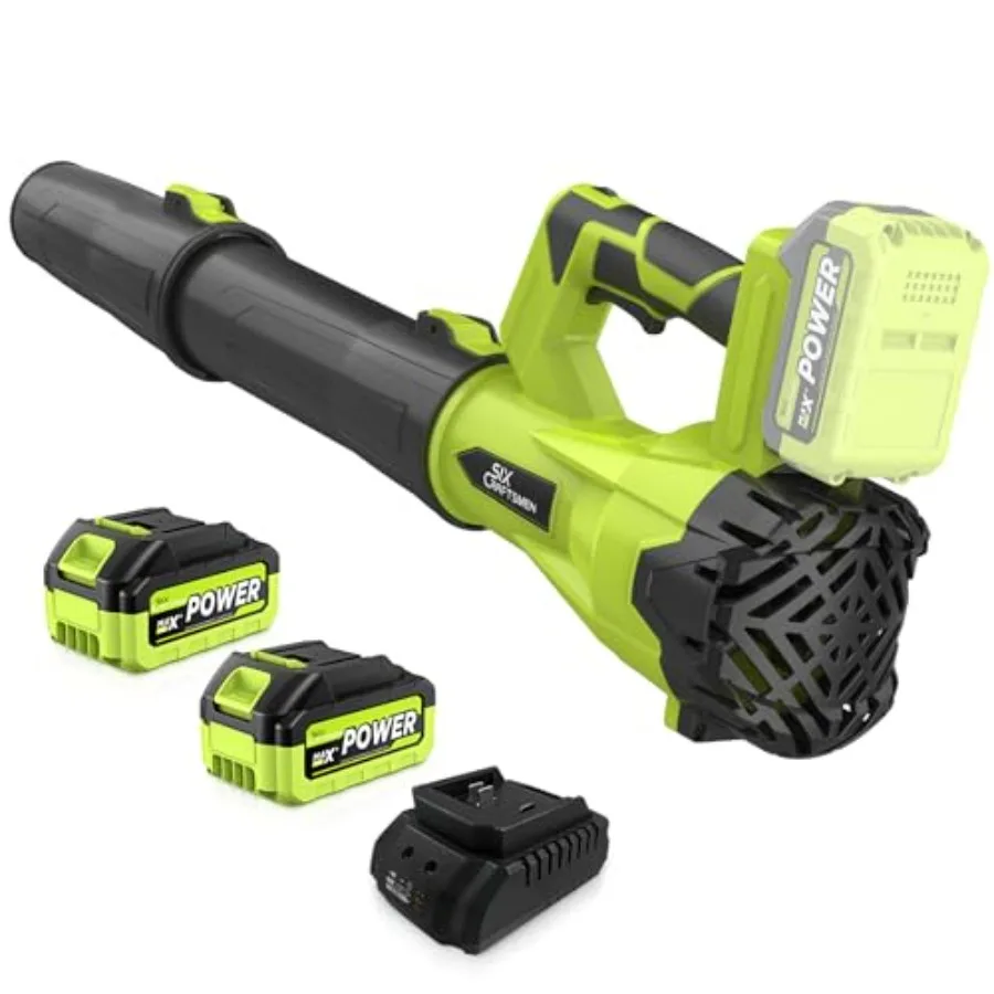 

Leaf Blower Cordless 21V Cordless Leaf Blower with 2×4.0Ah Batteries and Fast Charger 6-Speed Powerful Lightweight Electric Blo