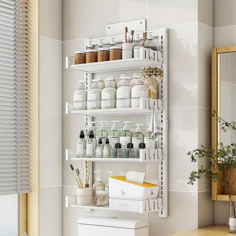 

‌Wall-Mounted Over Toilet Shelf - No Drill Bathroom Organizer Space Saver, Adjustable Smart Storage for Bathroom & Lavatory