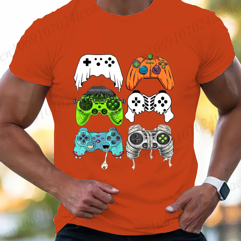 

Мужские модные футболки с принтом игрового контроллера, футболки с короткими рукавами, повседневная одежда унисекс с игровым контроллером на Хэллоуин