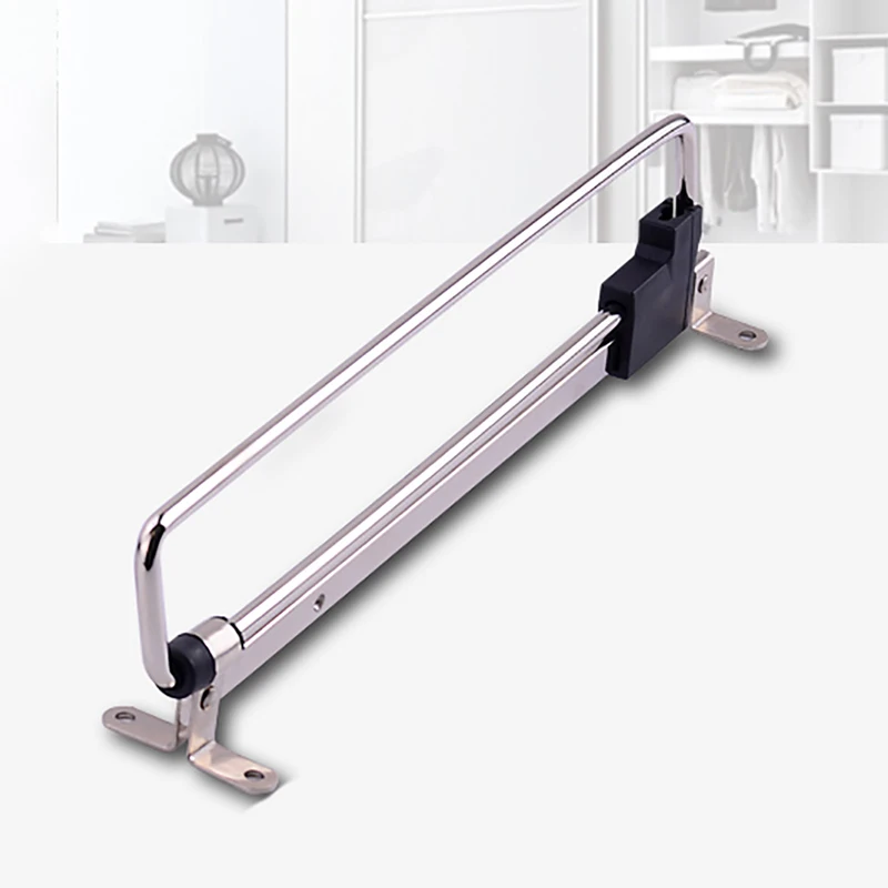 Stainless Steel Retractable Wardrobe Rail Clothes Hanger Towel Coat Racks Adjustable Closet Rod Rail Organizer Rack image 4