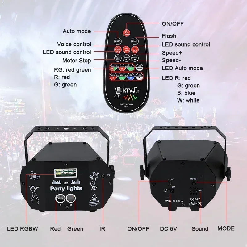 Imagem -06 - Usb Mini Luz de Palco Laser Portátil Bola Mágica Rgb Ktv Natal Dia das Bruxas Projeção Estrelada Atmosfera Quente Mais Novo