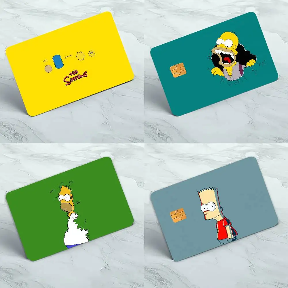 Dibujos animados The S-Simpsons, 1 Juego de 4 Uds., pegatinas de pase de autobús de crédito bancario de Anime, pegatinas de decoración geniales, colección de juguetes, regalos