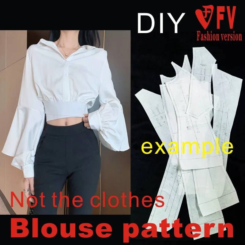 Clothing DIY pattern women's sexy revealing belly button small shirt sewing structure drawing 1:1 pattern shop BCY-151