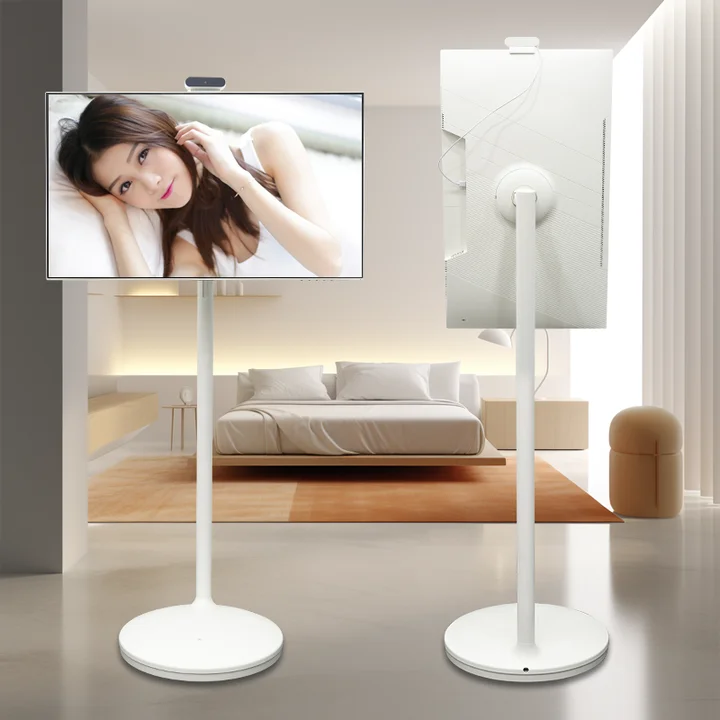 Hot Selling Mobile Digital Display Screen 21.5 Inch Rotating Smart Tv Display Stand Smart Television Follow By Me Portable Tv