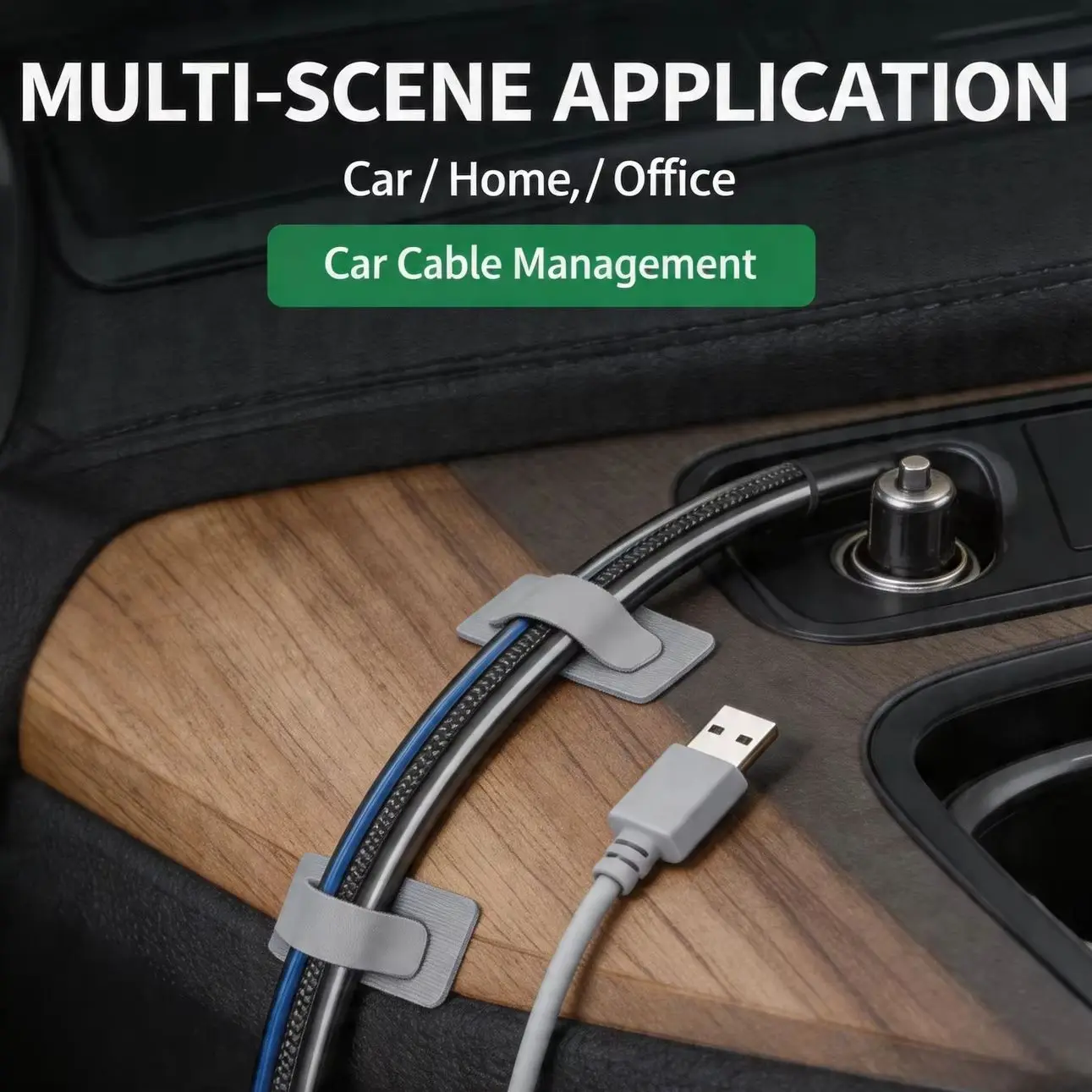 Self Adhesive Reusable Cable Ties Adjustable Cord Organizer Hook and Loop Straps for Desk Wire Management Office Home Rope Tie