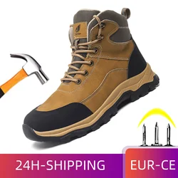 Breathable Men Work Safety Shoes Anti-smashing Cap Protect Working Boots Construction Indestructible Work Sneakers Men Shoes