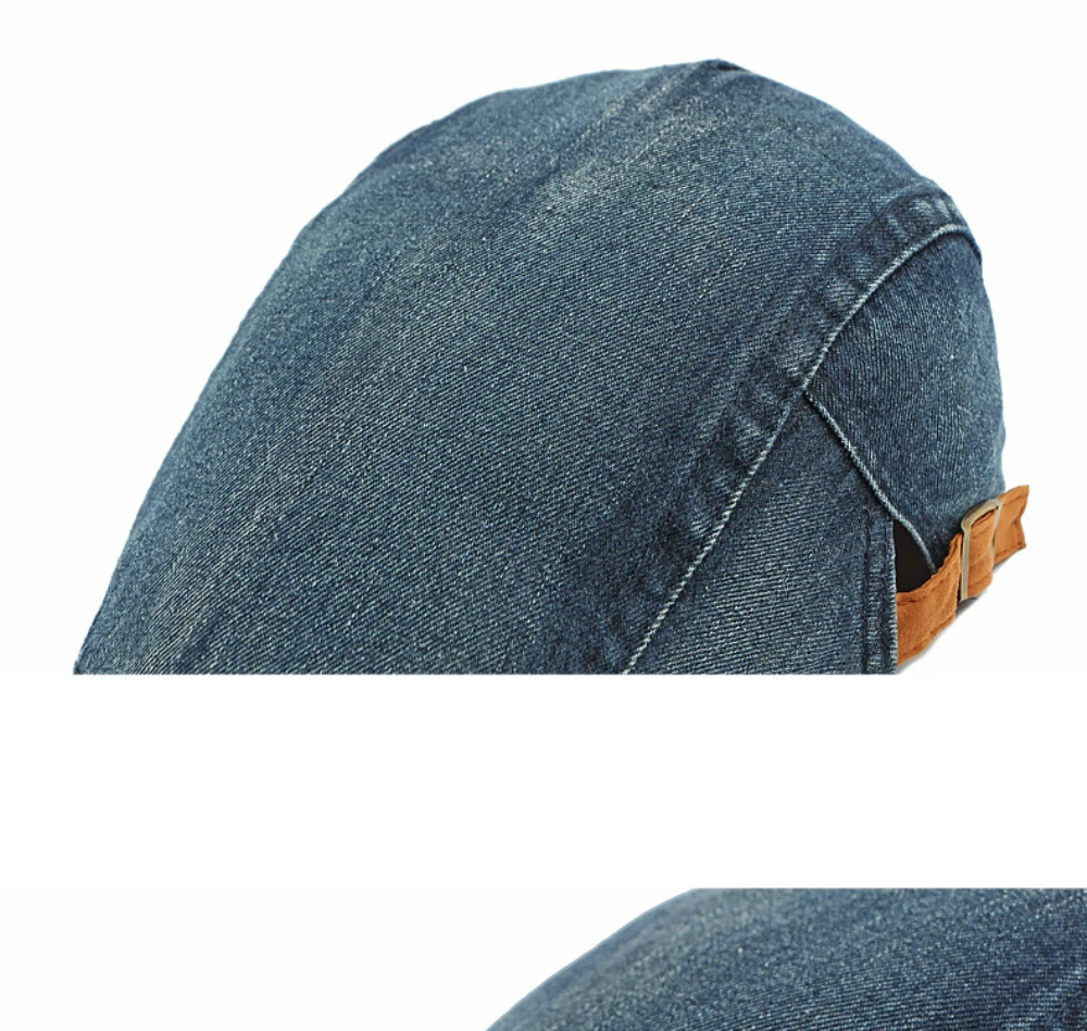 HT5106 Baskenmützen für Herren und Damen, Vintage Künstler-Mütze, Verstellbare Ivy-Flatcap für Frühling und Herbst, Denim-Baskenmützen – Detail 4
