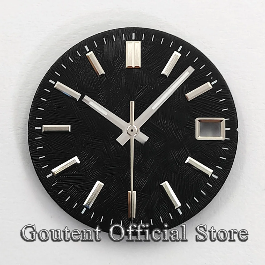 Goutent 28.5mm Textured Sterile Watch Dial Date Window Fit NH34 NH35 Automatic Movement Watch Mod Replacement Repair Accessories