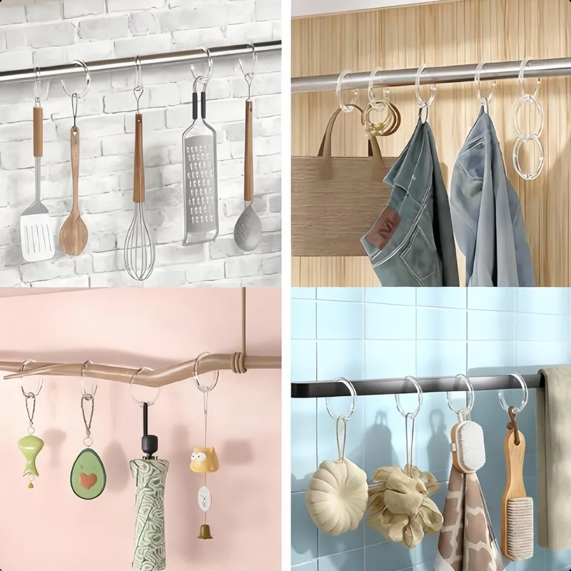 26 pcs Clear Round Curtain Hooks with Smooth Glide Design, ideal for Hotel Bath Tub Rod and Home Bath Area
