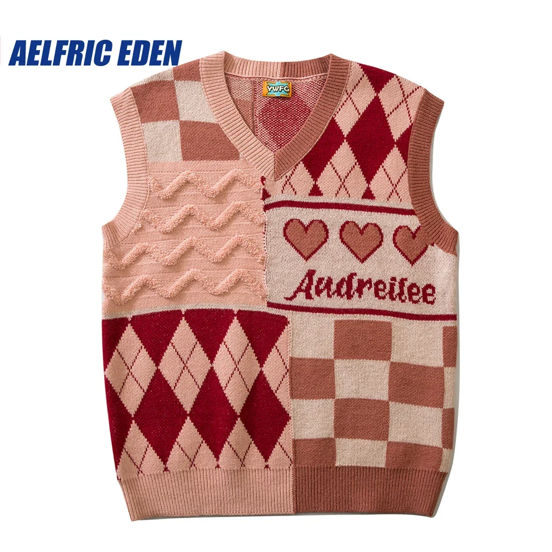 

Aelfric Eden Love Weaving Layering Style Sweater Vest Streetwear Mens Hip Hop Harajuku Tops Fashion Outdoor Vest Outwear Male