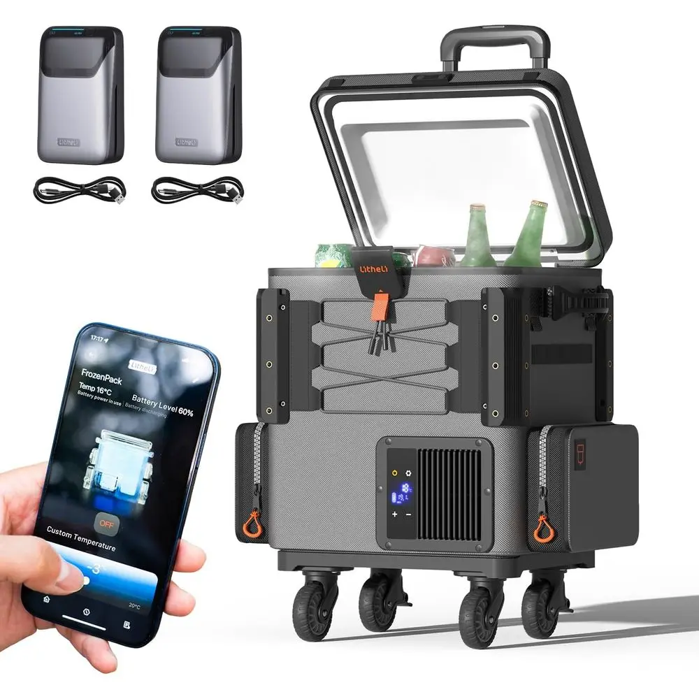Portable 12L Refrigerator with 2 U20 Batteries, 20L Car Fridge, -4℉ to 68℉ Portable Freezer, 12V/24V Compressor Cooler for Outdo
