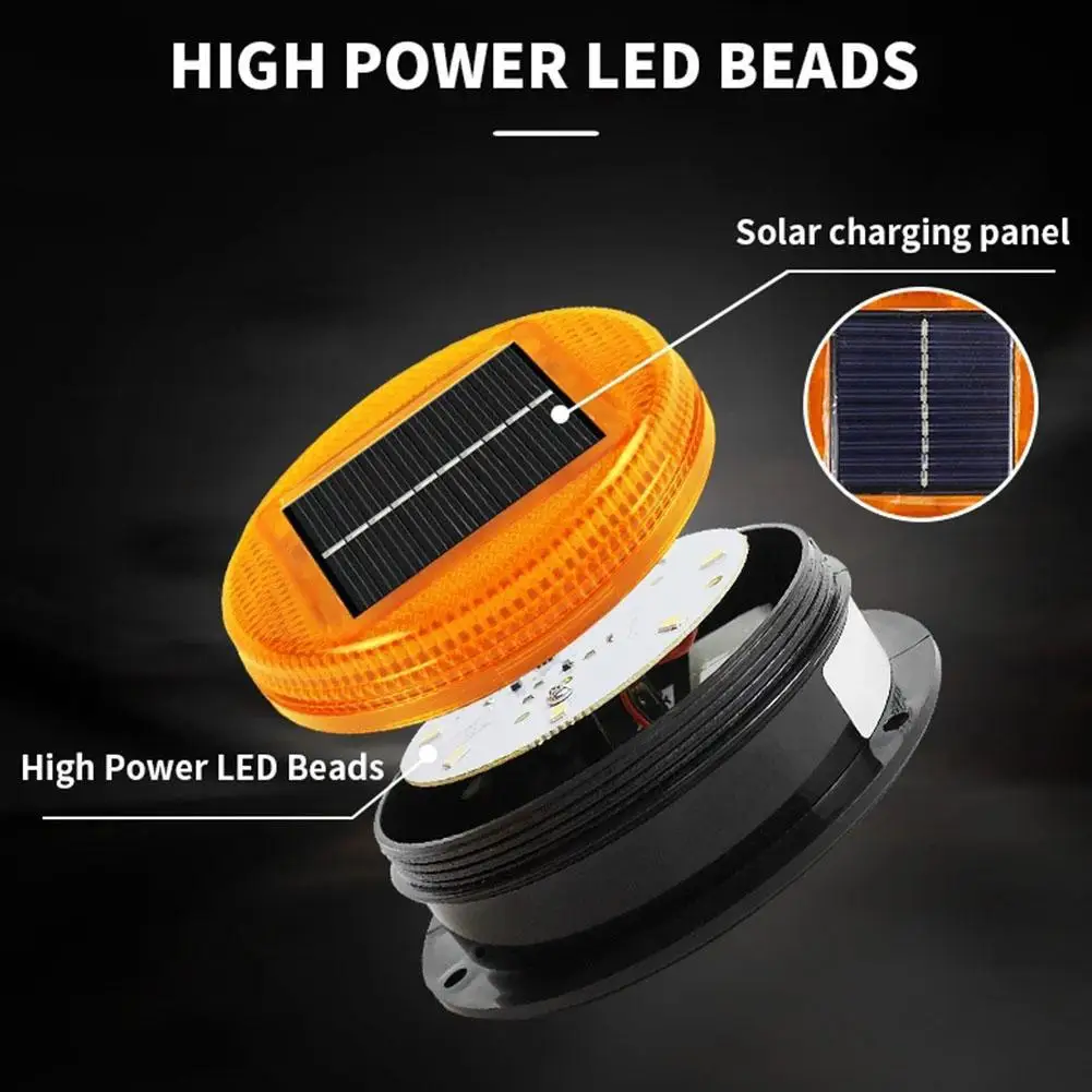 New Solar Power 8 LED Magnetic Warning Light For Car Truck Vehicle Strobe Beacon Amber Lamp Emergency Signal Automatic Sensor