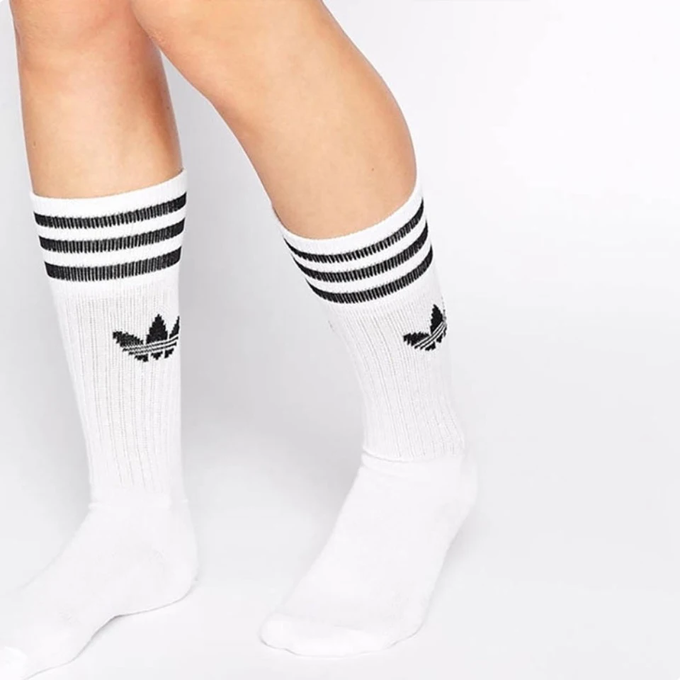 Original Adidas Sports Basketball Long Mid-tube Socks Men and Women with The Same White Couple Breathable Unisex Socks