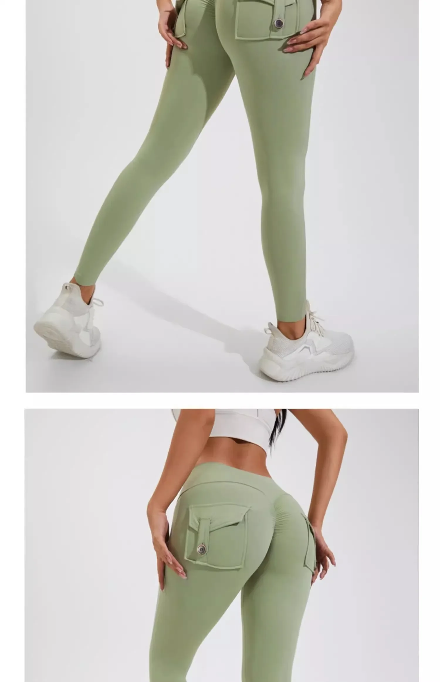 Naked Feeling Damen Fitness Freizeit-Laufleggings mit hoher Taille, Hüftlift, Gesäßfalten und Gesäßtasche, atmungsaktive Hose – Detail 15