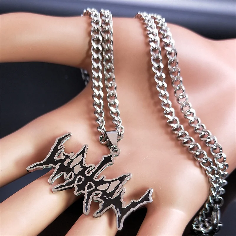 Black Metal WATAIN Band Pendant Necklace Stainless Steel Silver Color Music Choker Necklaces Rock Fans Jewelry Colar NXS06