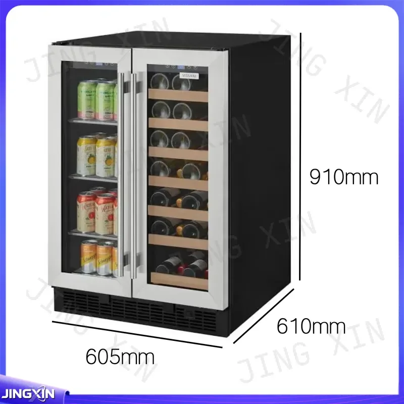 custom for 24 Inch Built in Freestanding Dual Zone Wine and Beverage Cooler 148L Stainless Steel French Door 27 Bottles Home
