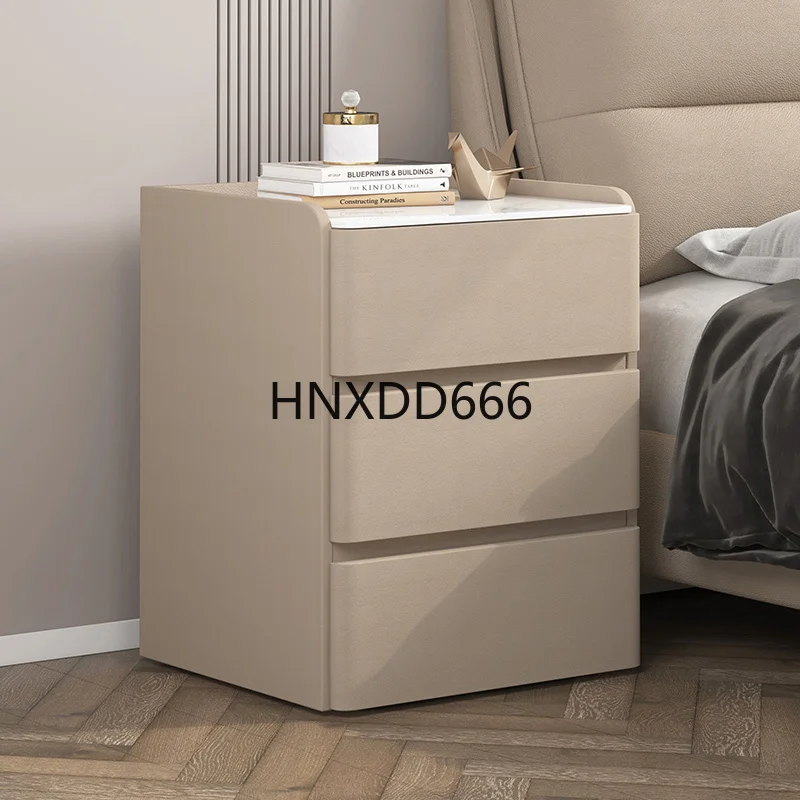 

Slate bedside table light luxury storage three pumping locker leather