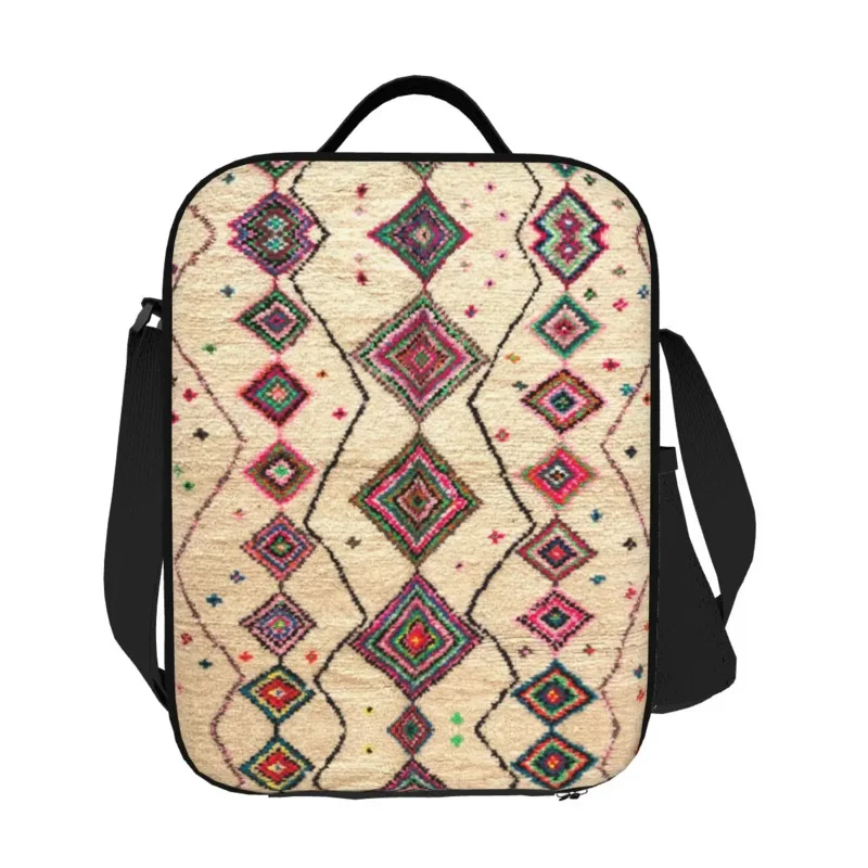 Bolsa de almuerzo aislada con alfombra Berber marroquí, estilo bohemio, enfriador térmico geométrico bohemio antiguo, fiambrera para playa, Camping, viajes