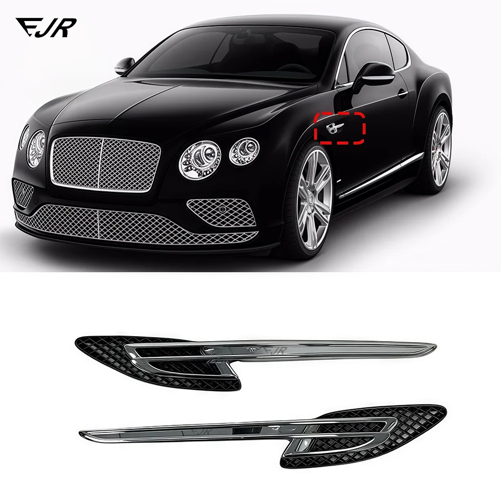 

For Bentley Flying Spur 2013-2019 Chrome Glossy Black Fender Grille Air Inlet Vent Plastic Front Bumper 4W0821169B 4W0821170B