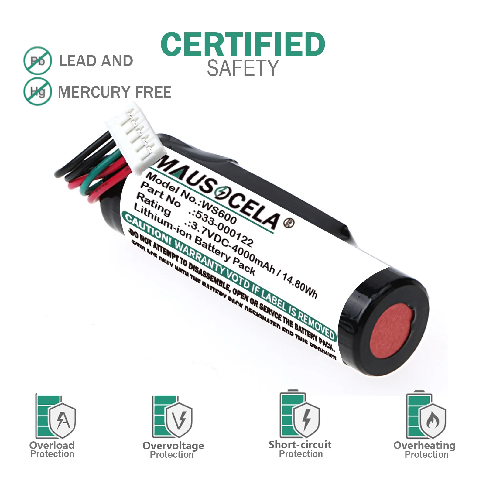 4000mAh Speaker Battery For Logitech:533-000122,T11715170SWU,UE ROLL,WS600,WS600BL,WS600VI,UE ROLL 2,UE Roll Ears Boom,UE Roll 1