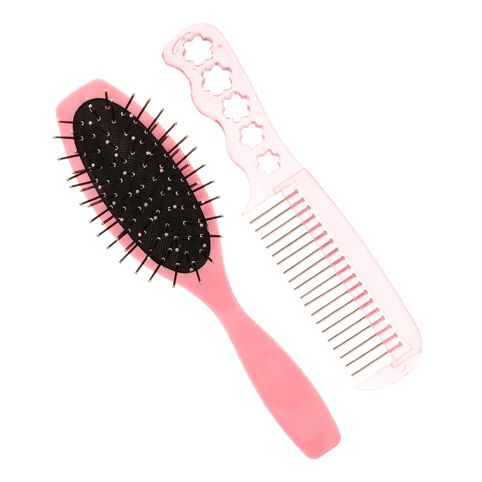 

Care Tools Small Steel Comb Paddle Hair Brush Set for Women Detangling Smoothing Grooming Kit Pink Hairbrushes Wet Hair