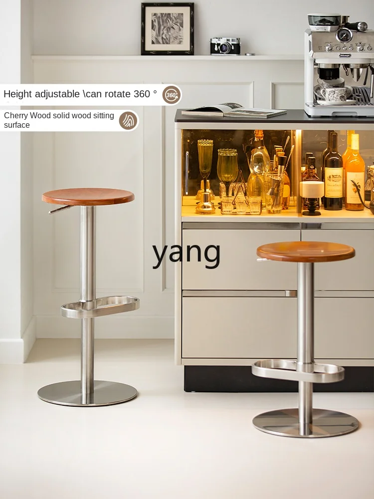 ZWS Light Luxury Bar Stool Household Solid Wood Simplicity Solid Wood High Stool Bar Chair