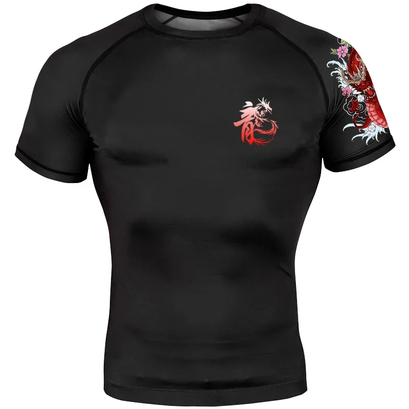 Drachenmuster Herren 3D-Gedrucktes Schnelltrocknendes Atmungsaktives Sport-T-Shirt Boxen Brazilian Jiu-Jitsu Team Training Familien-Optik Stil – Detail 7