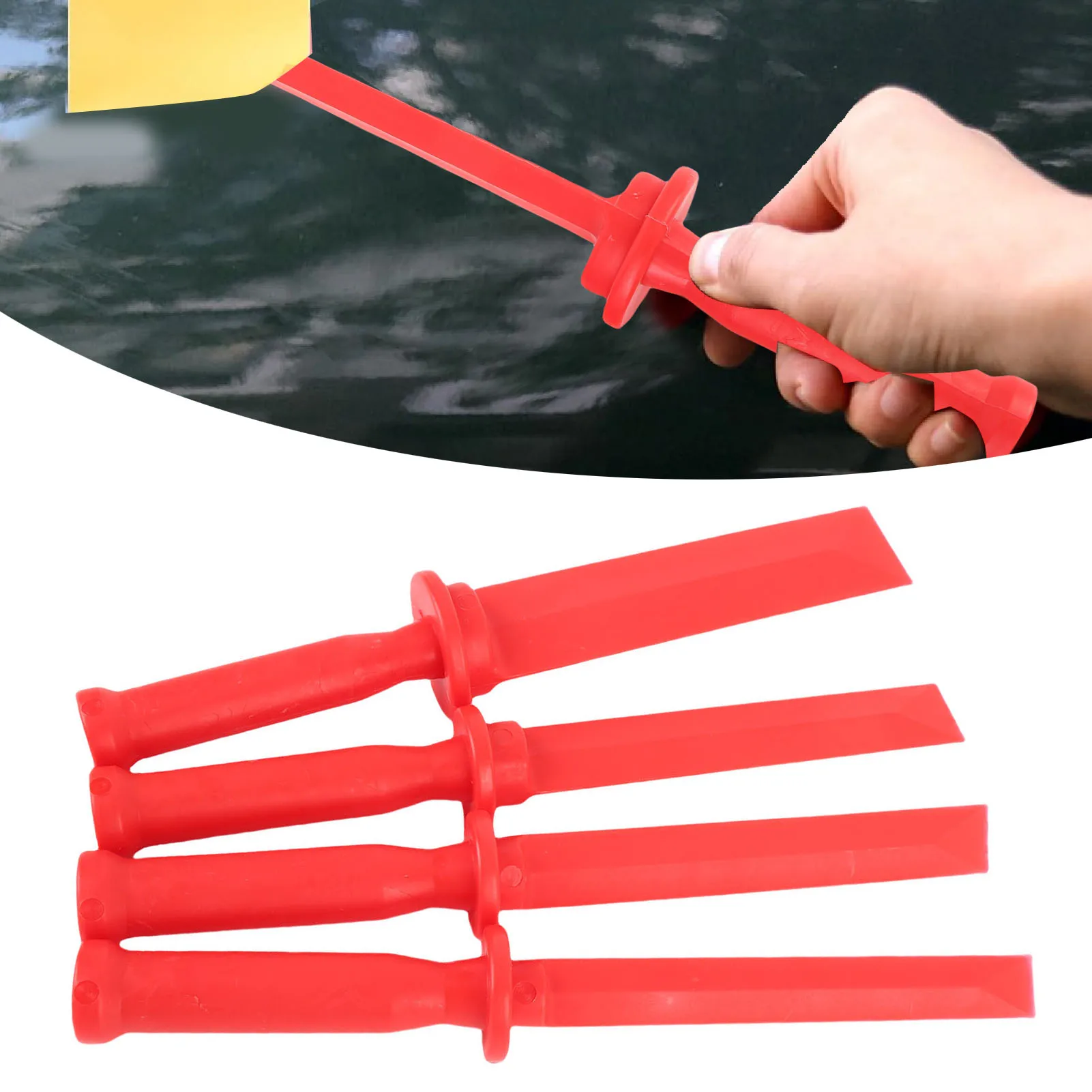 4Pcs Plastic Chisel Scraper Set Non Marring Prevent Strike Tool Safety Remover Red Plastic Scraper Set Plastic Chisel Scraper