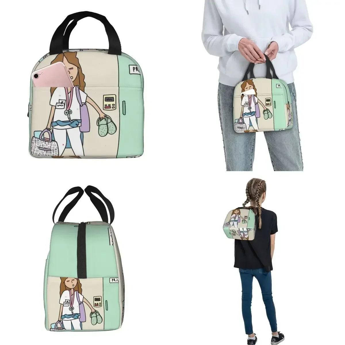 Nurse ECG Printing Insulated Lunch Bags Cooler Bag Lunch Container Enfermera En Apuros Tote Lunch Box for Men Women College