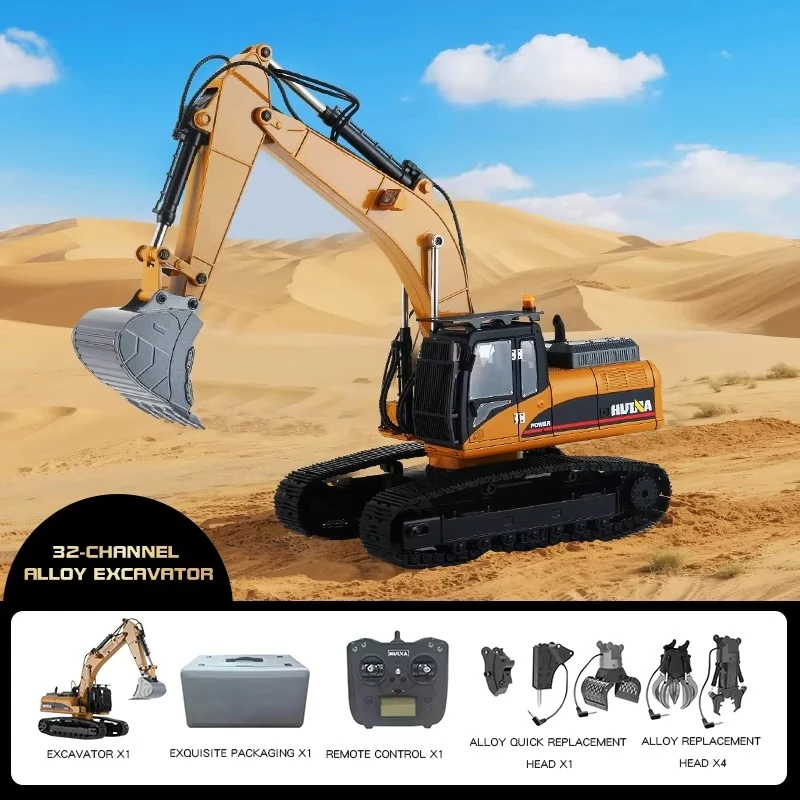 1580 Simulation Remote Control 1:14 12-Channel Plastic & Metal Electric Excavator Model Toy 50M Range Ready-to-Go