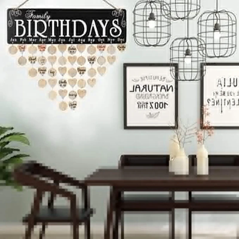 Birthday Reminder Calendar DIY Wooden Family Birthday Board For Mom Dad Friend Gifts With Round & Heart Wood Tags