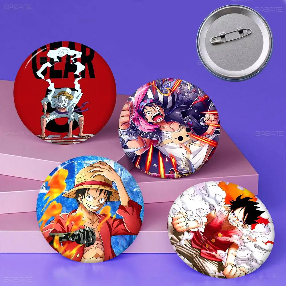 Anime L-LuffyS Creative Pins Funny Faces Round Snap-in Brooch Badge Backpack Hat Accessories Jewelry Gifts