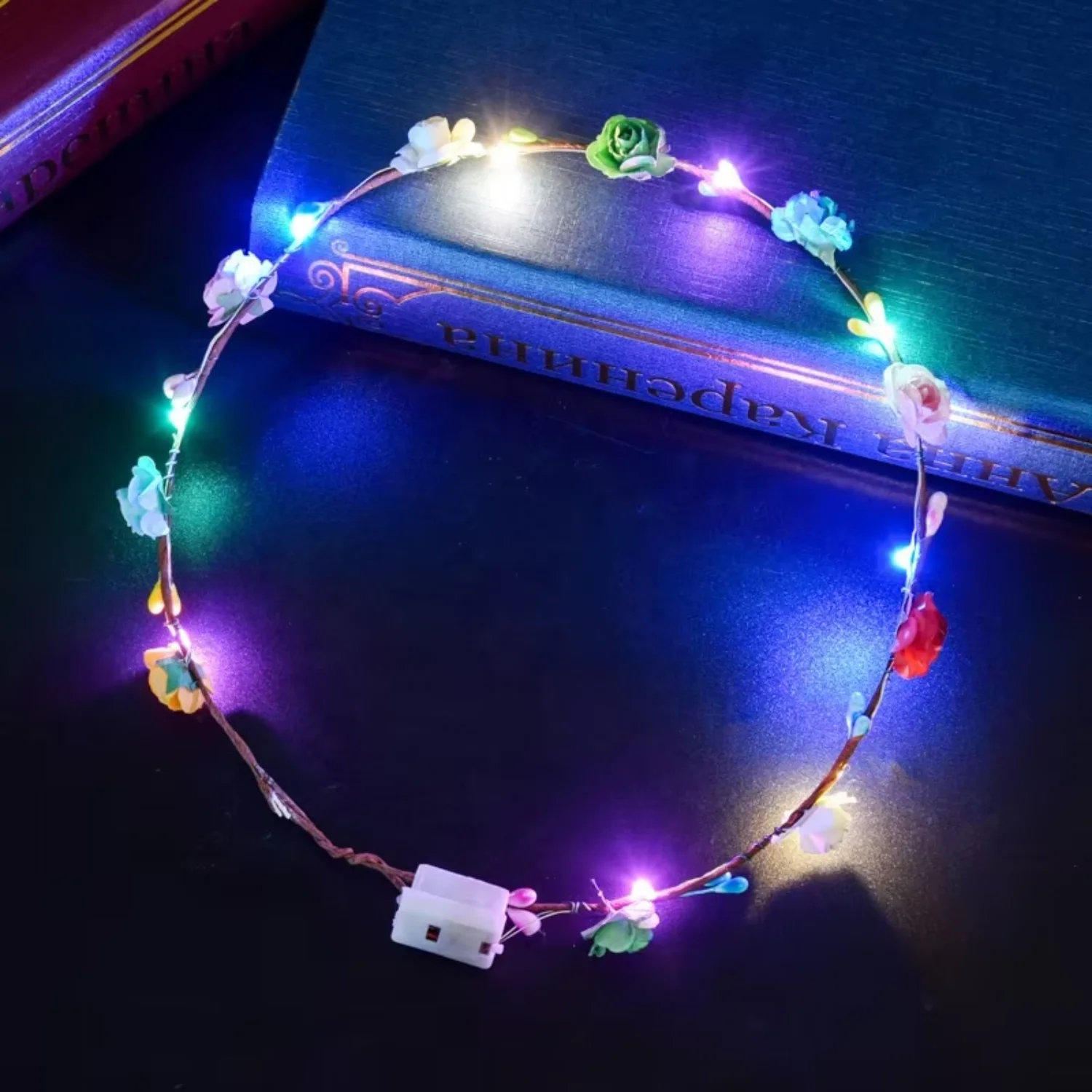 LED Flower Crown Headband Luminous Led Headpiece Light Up  Wreath Headdress for Girls Women Wedding Festival