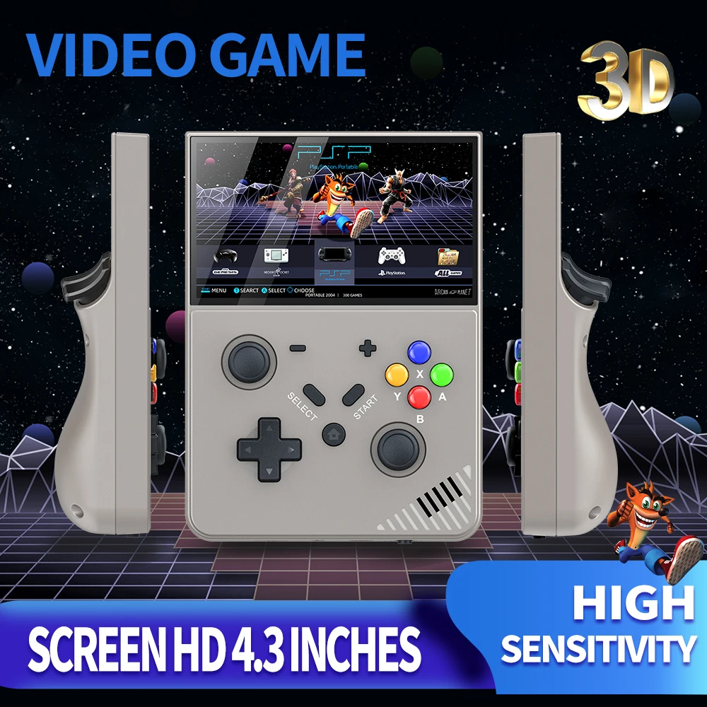 Portable Retro Game Console R43M18 Pro Handheld Handheld Video Game Console HD 4.3 Inch LED Screen 256G 70000+ PS1 PSP N64 Game