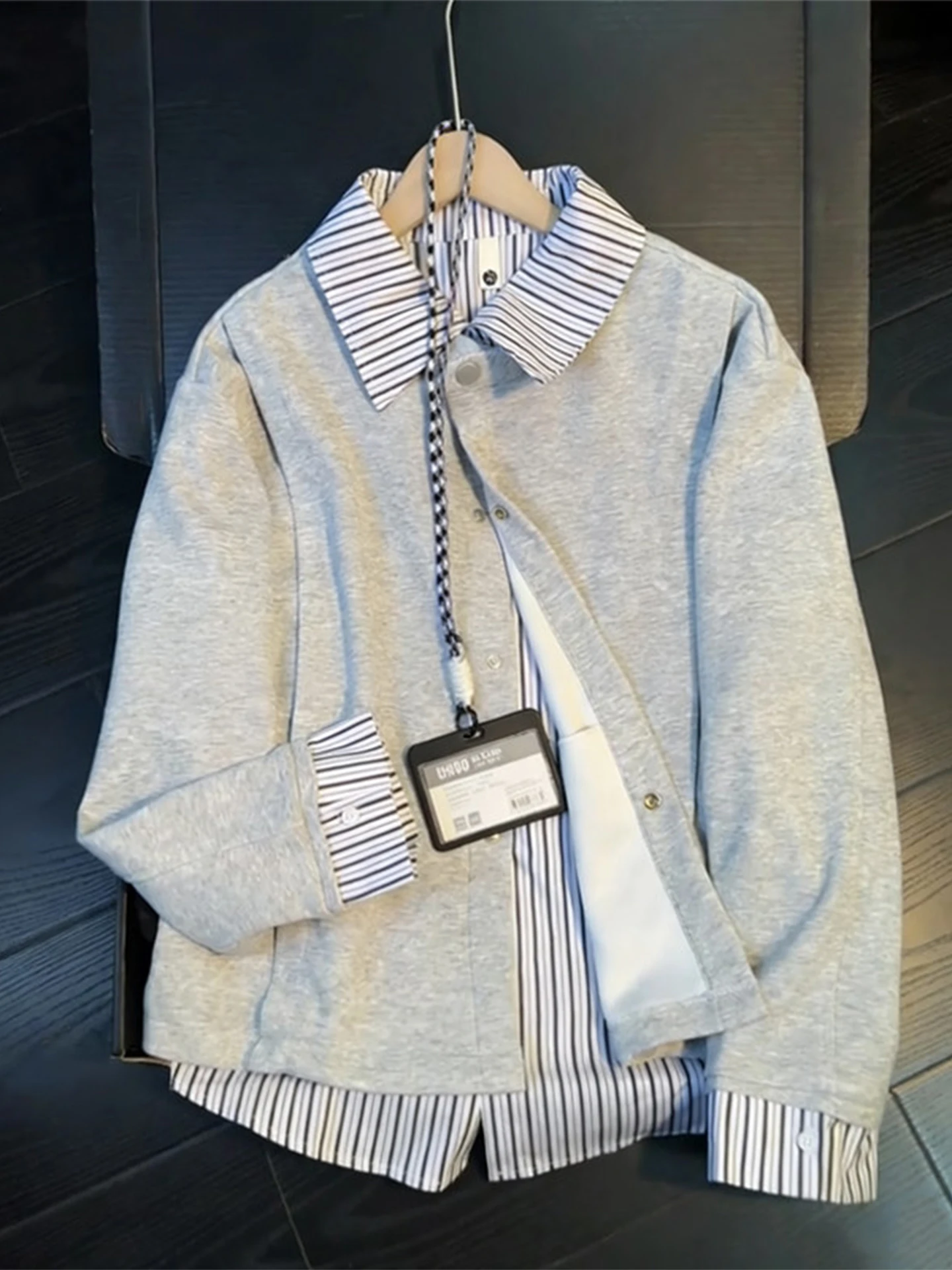 

Мужской кардиган-свитшот Cleanfit ey irt-Sle в стиле пэчворк, весенне-осенний, высококачественный, для многослойных образов, повседневный, свободного кроя