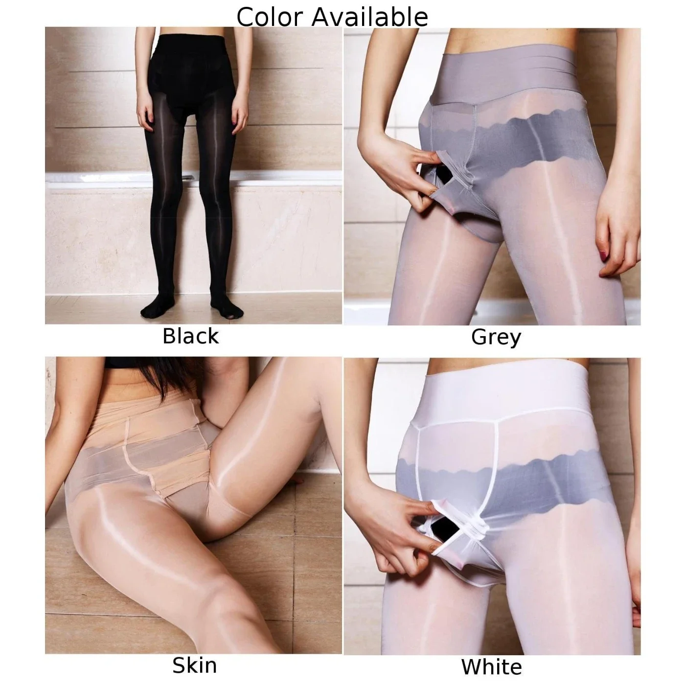 UnltraThin Sheer Pantyhose for Men Sheath Pouch Tights Glossy Stockings Sexy Lingerie Black/ Skin/ White/ Gray