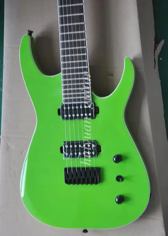 Flyoung 7 Strings Green Electric Bass Guitar with Rosewood Fretboard 24 Frets