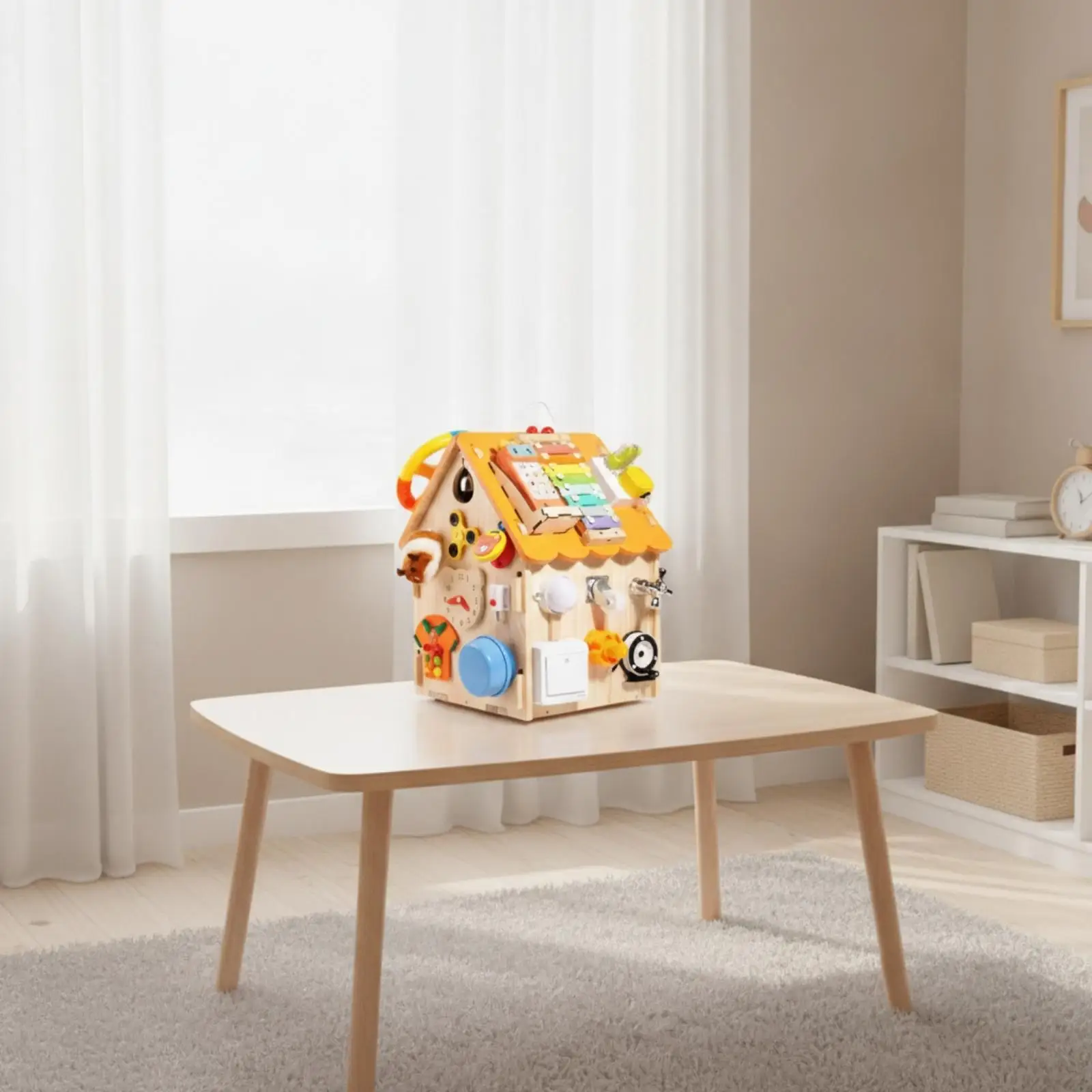 Educational Wooden Busy House for Toddlers Interactive Activity Toy with Latches Switches for Children Cognitive Development