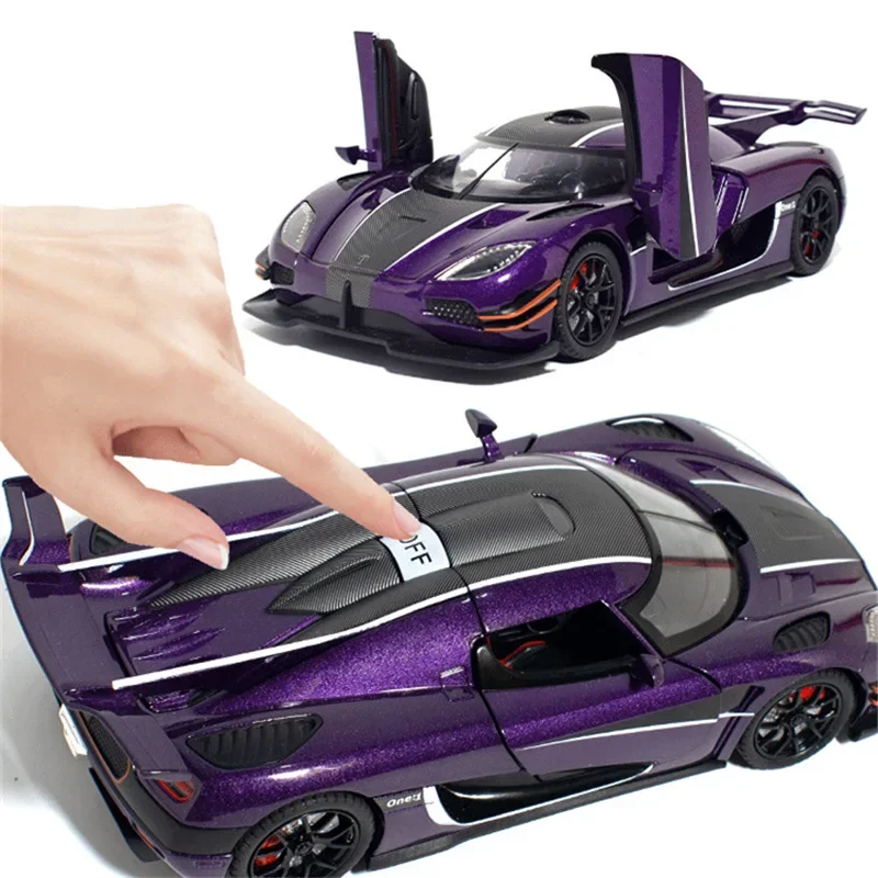 1:24 ONE 1 Alloy Sports Car Model Diecasts Metal Racing Car Model High Simulation Sound and Light Childrens Toys Gift