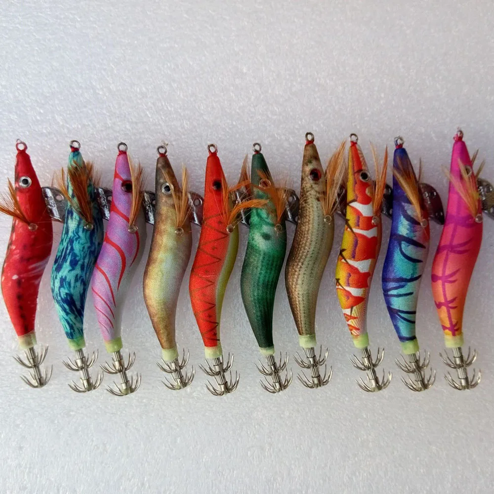 20pcs 3.5#   squid jigs  (13.5cm  20g)squid hook fishing lure ,jig bait, wood shrimp.fishingtackle .