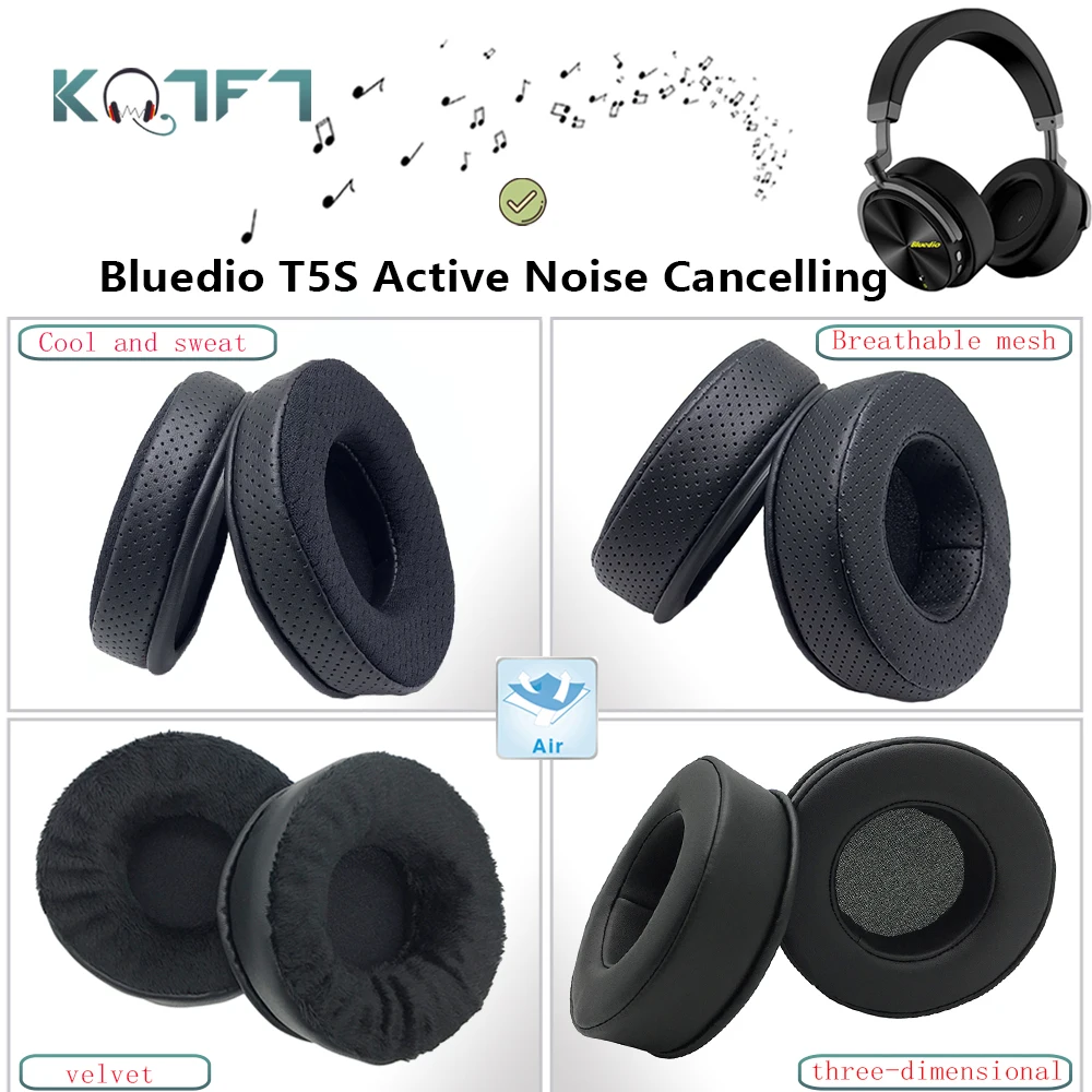 

KQTFT Velvet Replacement EarPads for Bluedio T5S Active Noise Cancelling Headphones Parts Earmuff Cover Cushion Cups