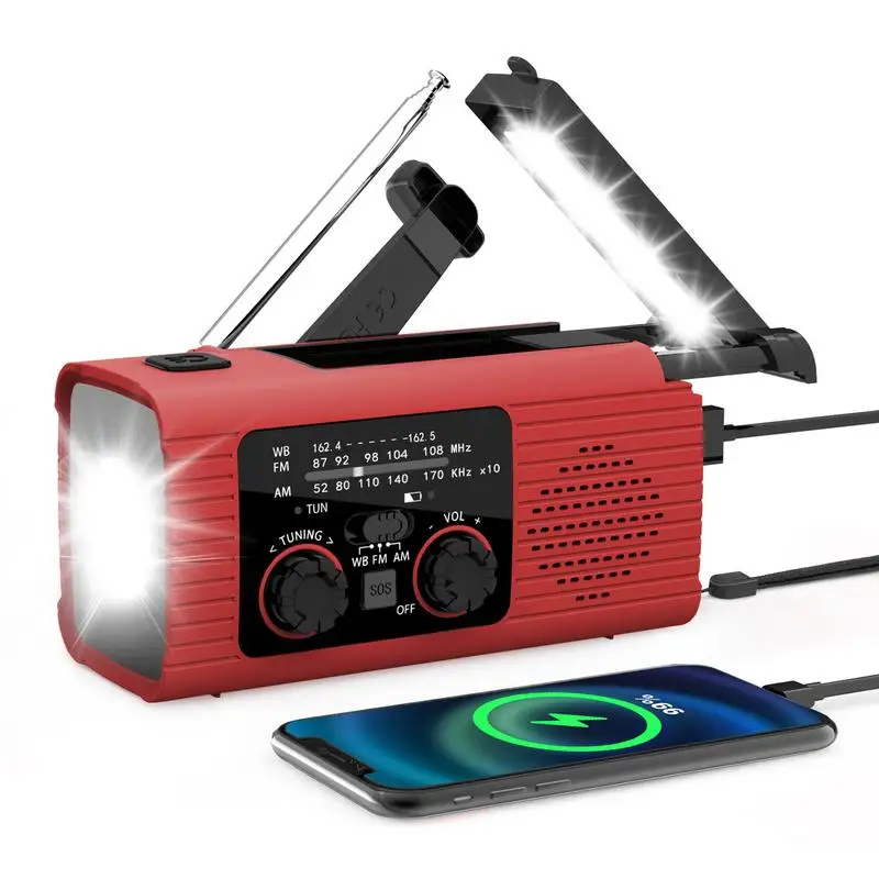 

Crank Weather Radio AM/FM/NOAA Battery Powered 3 Way Charging Weather Radio Crank Radios Power Bank For Travel Long Road Trips