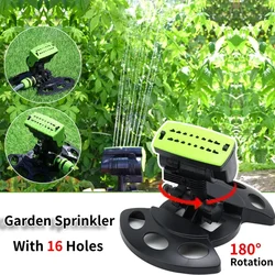 Courtyard Water Sprayer 16 Holes Lawn Automatic Sprinkler 180° Rotating Garden Water Sprinklers for Garden Yard Lawn Greenhouse