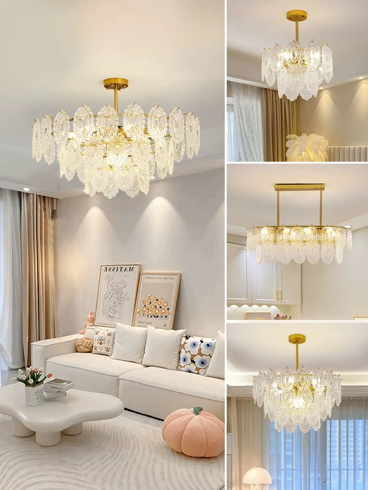 Luxury Glass Pendant Lamp French-Style Modern Minimalist Cream 2026 New Model for Living Room Dining Room Bedroom Fixtures