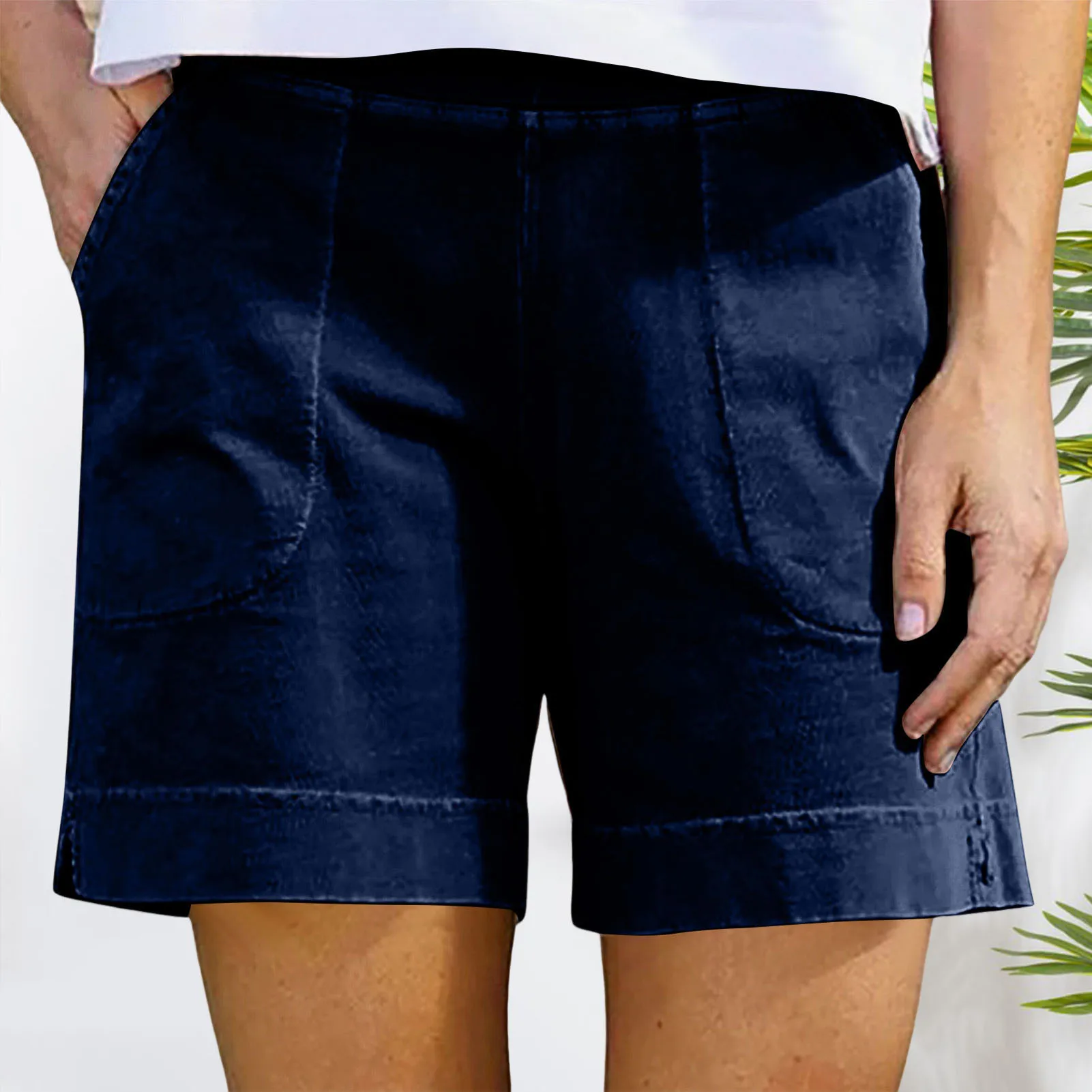 Women Solid Casual High Waist Loose Straight Wide Leg Women\'s Shorts Korean Fashion Pocket Suit Shorts Women Summer 2023