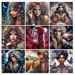 Fullcang Diy Diamond Painting New Gypsy Pretty Feather Woman Full Rhinestone Art Mosaic Embroidery Beautiful Lady Picture