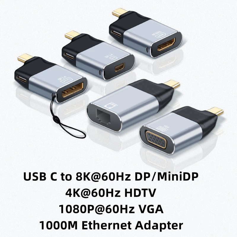 

USB C Converter With PD Charging Thunderbolt-3 Type-C To DP/Mini DP/HDMI-Compatible/VGA/RJ45 Male-Female Adapter for Notebook