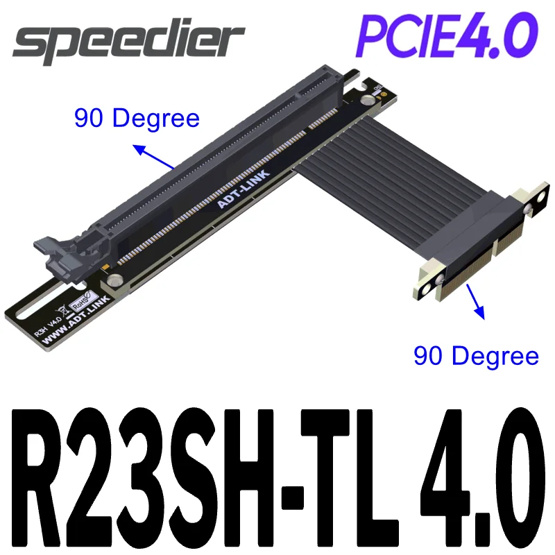 

2022 New PCIe4.0 Riser Cable RTX3090 RX6800xt Graphics Extension Cable Gen4 PCI-E PCI Express x16 x4 Dual 90 Degree GPU Extender