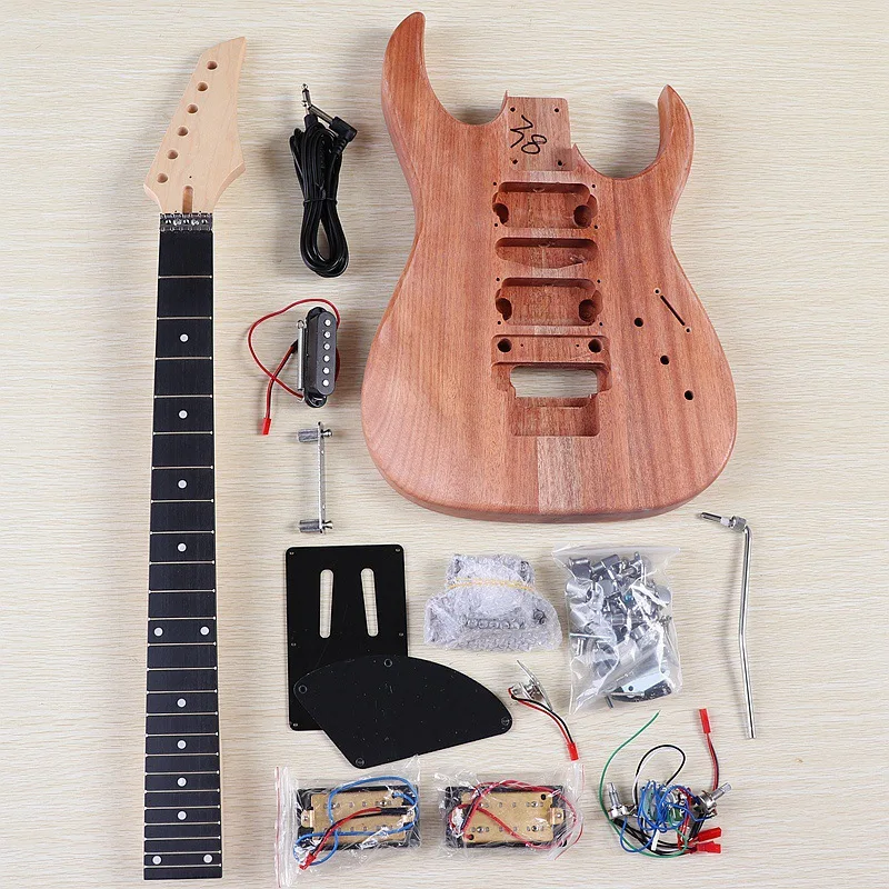 

Electric guitar DIY semi-finished kit - Assembly and modification kit for electric guitar body and neck, with maple and oak wood
