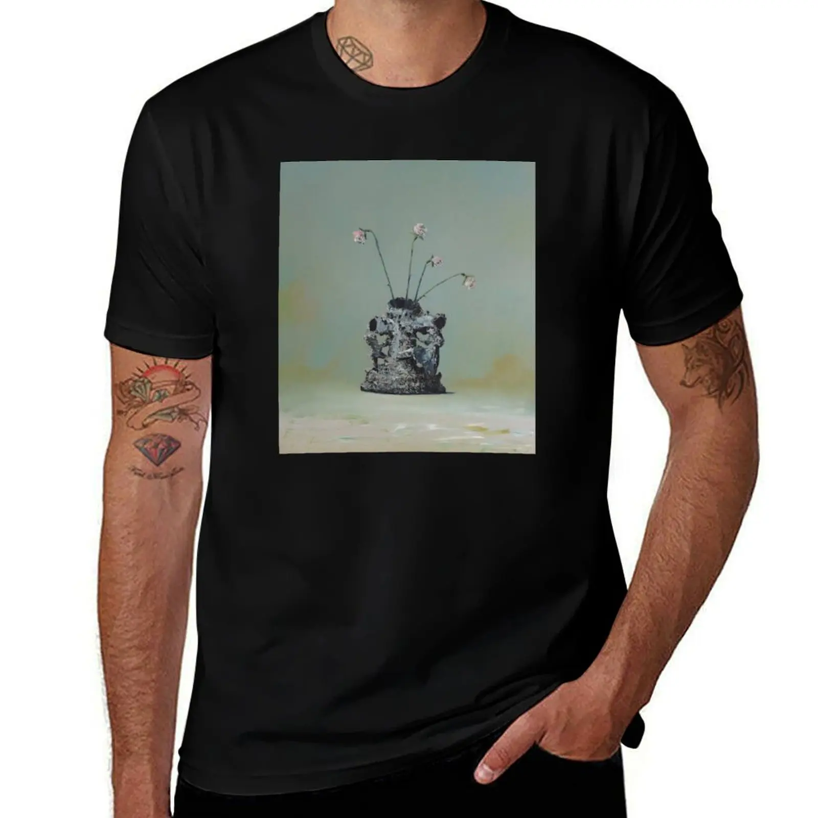 Stage 2 Everywhere at the End of Time by the Caretakers Oil Painting by Ivan Seal T-Shirt Minimalist Plain Crew Neck T-Shirt